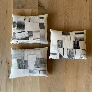 Hand painted collaged linen pillows
